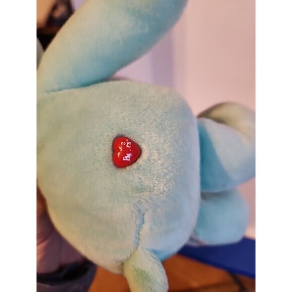 Care Bears Plush 2002 Wish Bear Shooting Stars Mint Green Teal Turquoise Heart - Picture 4 of 5